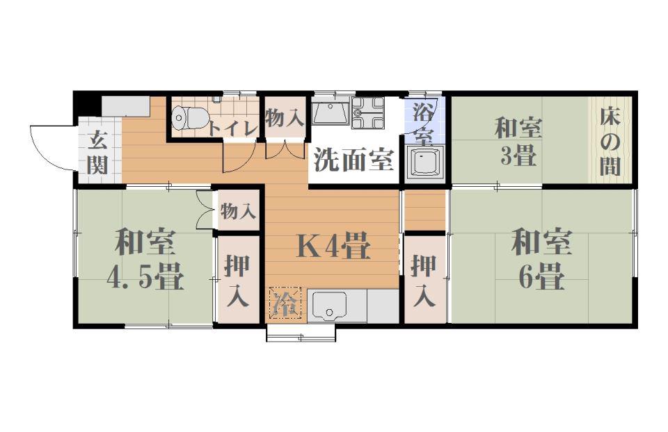 五百路アパート(3K/2階)の間取り写真