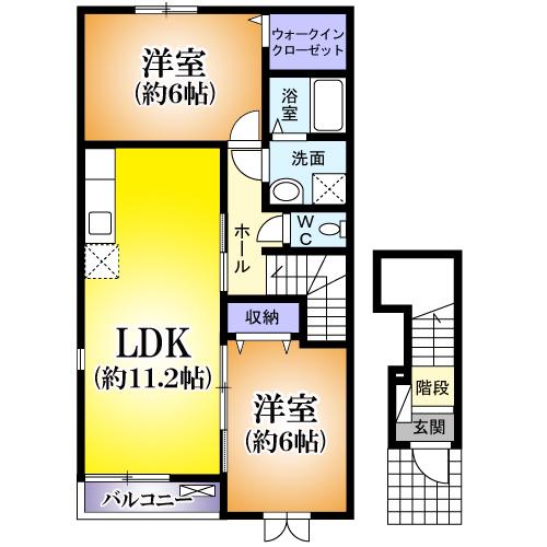 パークサイドアヴェニュー(2LDK/2階)の間取り写真