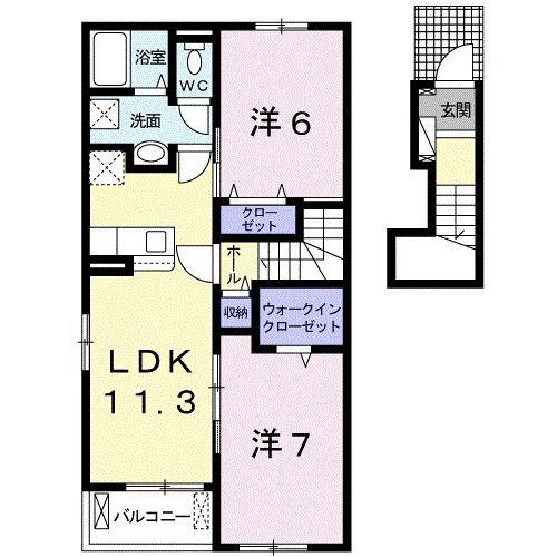 メゾン・エトワールVII(2LDK/2階)の間取り写真