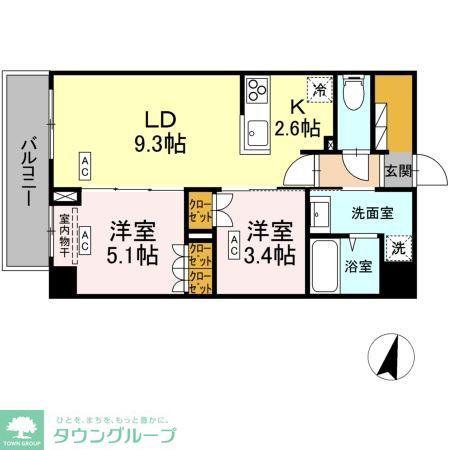 ロイジェント西新井(2LDK/6階)の間取り写真