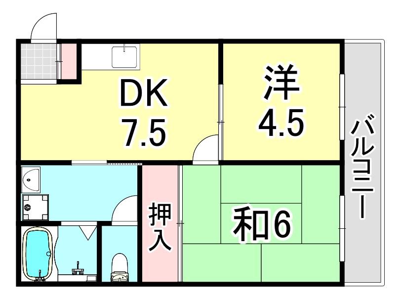 西桜木ハイツ(2LDK/2階)の間取り写真