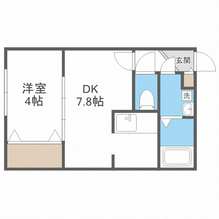TSUBAKI SQUARE大通公園東 (1DK/4階)の間取り写真
