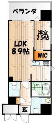 YSP城野(1LDK/13階)の間取り写真