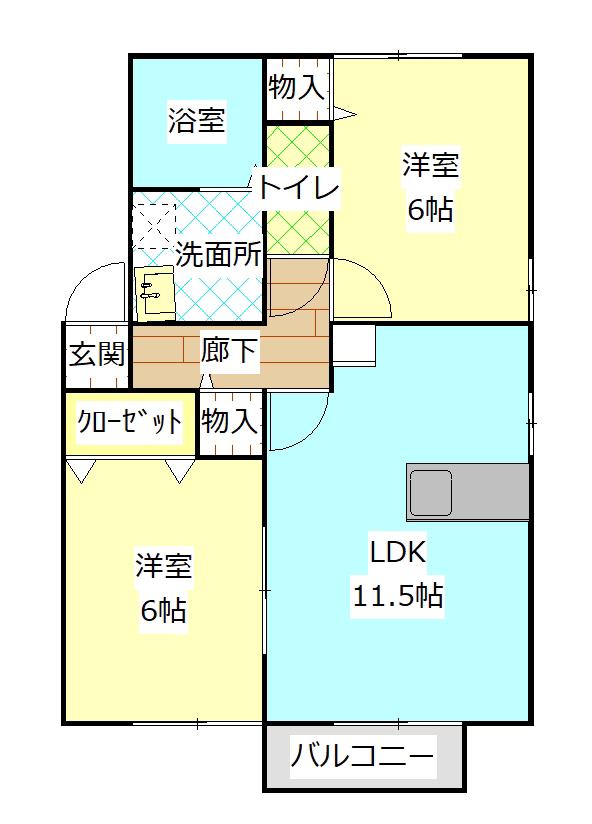 エスペランサ(2LDK/2階)の間取り写真