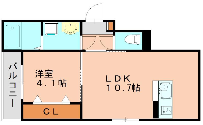 カトレア春日西(1LDK/3階)の間取り写真
