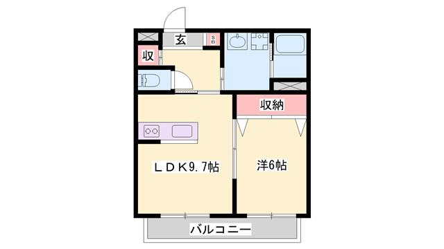ビューティフルライフ(1LDK/2階)の間取り写真