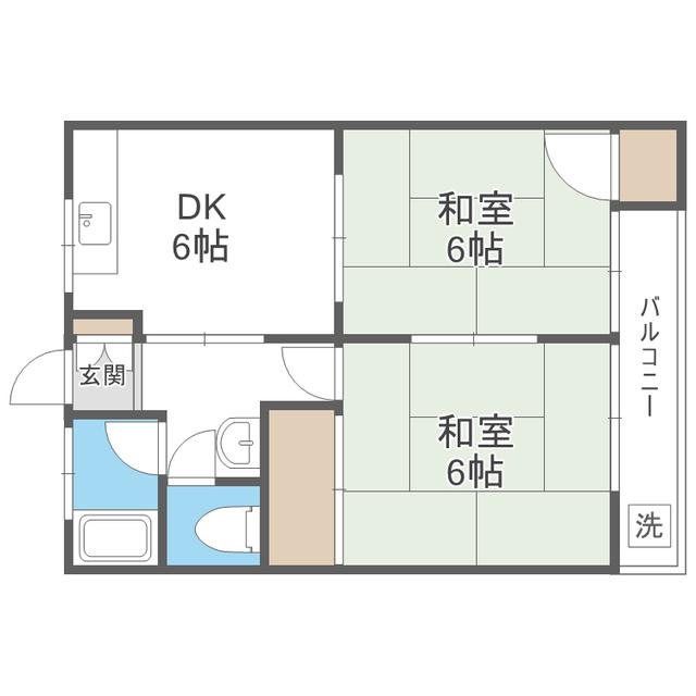 古川ビル(2DK/3階)の間取り写真