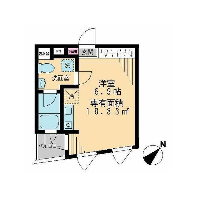 Kコート(ワンルーム/2階)の間取り写真