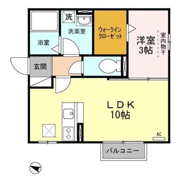 ピースフルベル(1LDK/1階)の間取り写真