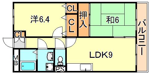 カーサベガ(2LDK/3階)の間取り写真