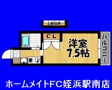 ビブロス(1K/6階)の間取り写真