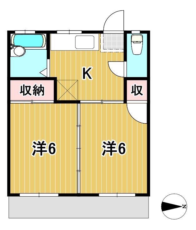 ヤママス東荘(2K/1階)の間取り写真