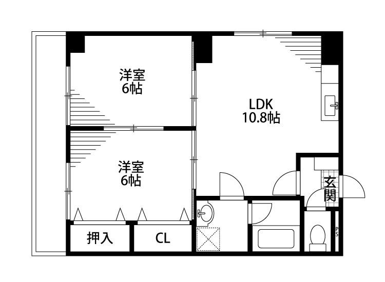 ロイヤル関分(2LDK/2階)の間取り写真