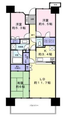 グランシンフォニアウエスト(3SLDK/12階)の間取り写真
