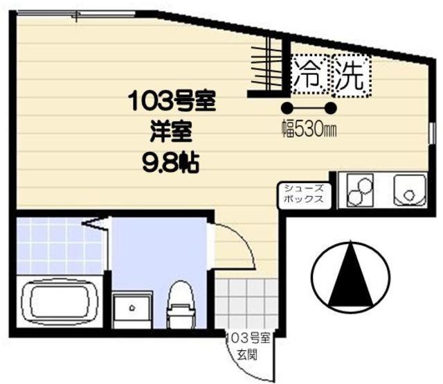 スカイヒルズ羽田(ワンルーム/1階)の間取り写真