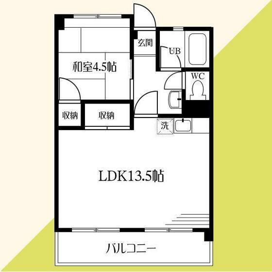 ネイヴィーフィールド井土ヶ谷(1LDK/4階)の間取り写真