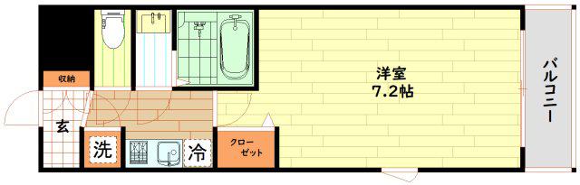 レジュールアッシュ心斎橋リュクス(1K/3階)の間取り写真