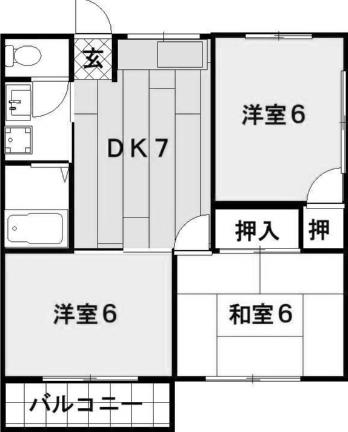 エクセルアート(3DK/1階)の間取り写真