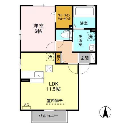 ボナールスクエアA(1LDK/1階)の間取り写真