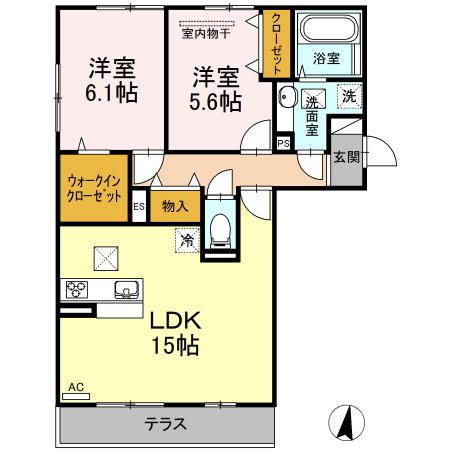 カサグランデ(2LDK/1階)の間取り写真