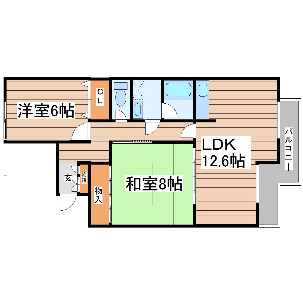山建II(2LDK/1階)の間取り写真
