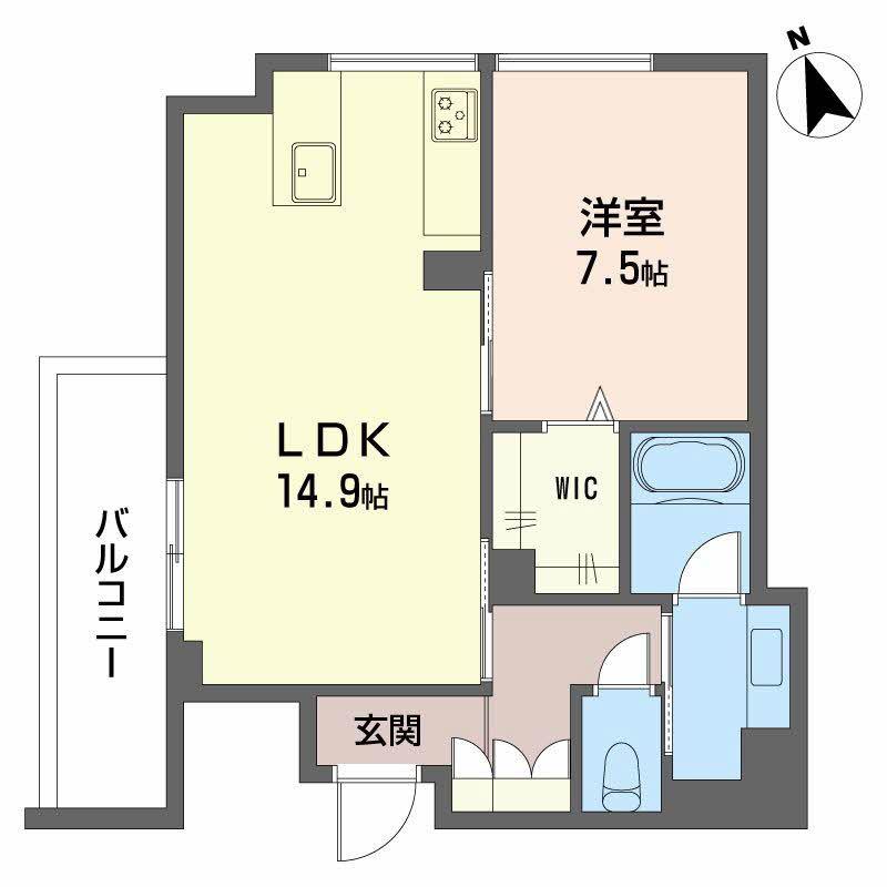 グレインコート(1LDK/4階)の間取り写真