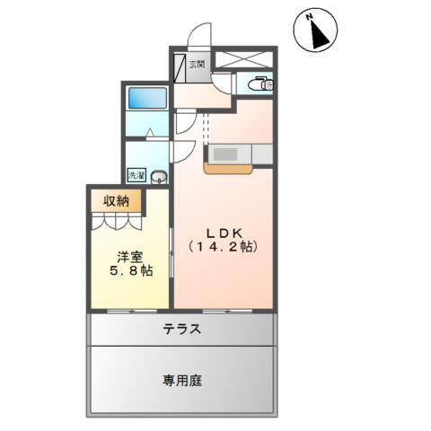 ボンスメルヒルズ(1LDK/1階)の間取り写真