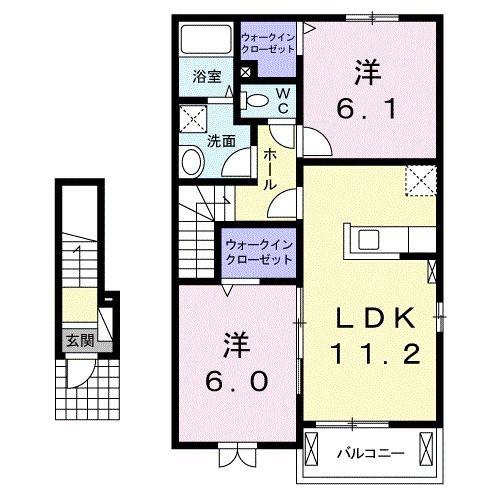 アプリークムA(2LDK/2階)の間取り写真