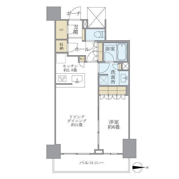 BRILLIA TOWER KAWASAKI(1LDK/19階)の間取り写真