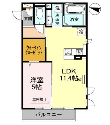 トロイスフィル(1LDK/2階)の間取り写真