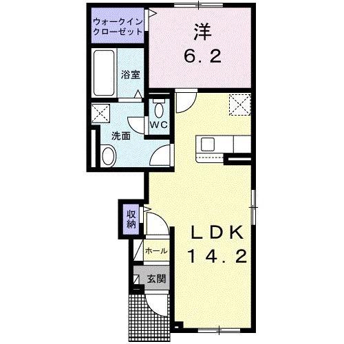 ブルー クレール I(1LDK/1階)の間取り写真