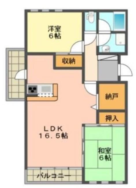 セントラル上社(2LDK/1階)の間取り写真