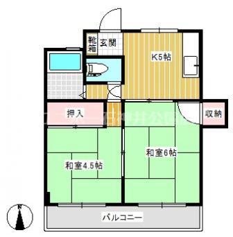 光コーポ(2K/2階)の間取り写真