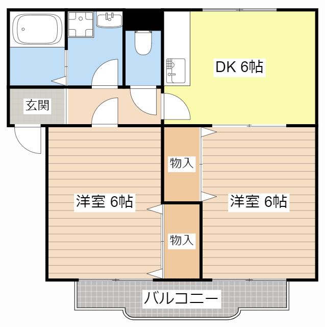 CRESTSQUAREII(2DK/2階)の間取り写真