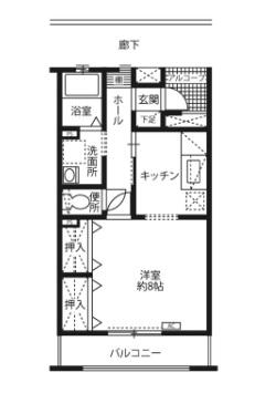 パルテール東新潟(1K/1階)の間取り写真