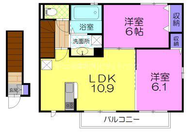 グラン・アズールA(2LDK/2階)の間取り写真