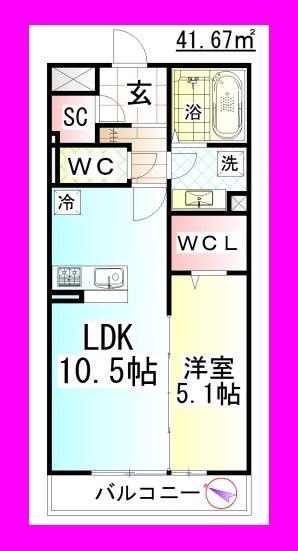 DL リヴェール湘南(1LDK/2階)の間取り写真
