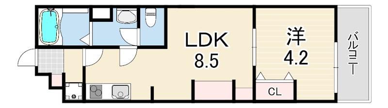 リブリ・中山手(1LDK/2階)の間取り写真