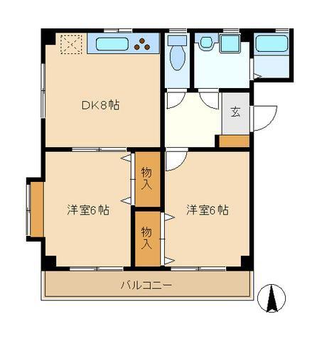 ラクラッセ(2LDK/2階)の間取り写真