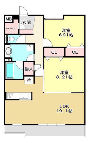 GARDENHOUSE 大谷町I(2LDK/2階)の間取り写真