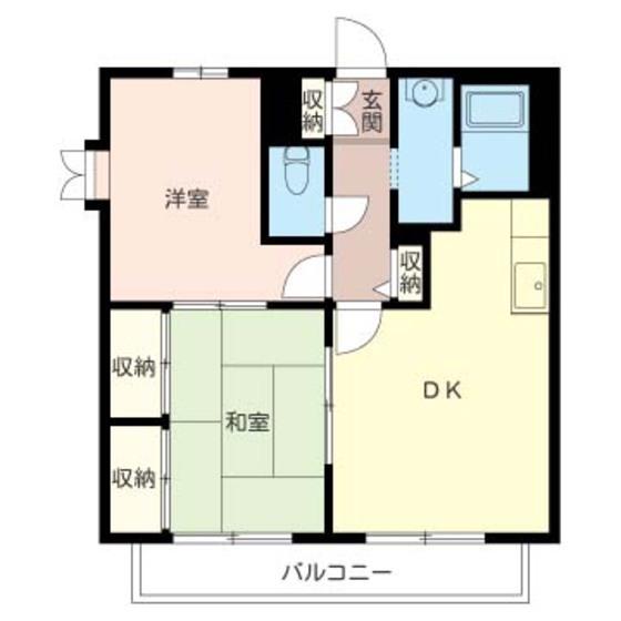 アレグレス(2DK/2階)の間取り写真