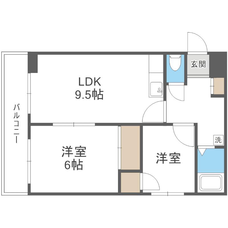 第1粕谷マンション(2LDK/1階)の間取り写真
