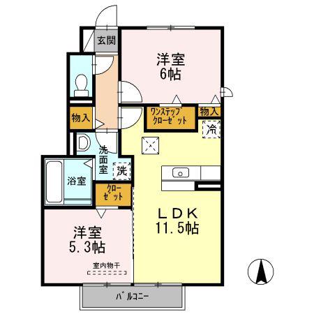 グレースコートII(2LDK/1階)の間取り写真