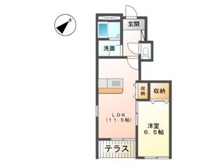 ルミナス A棟(1LDK/1階)の間取り写真