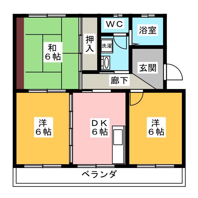 コーポラスN(3DK/2階)の間取り写真