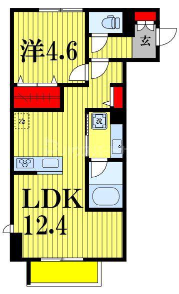 ハスクバーナ江戸川台(1LDK/1階)の間取り写真