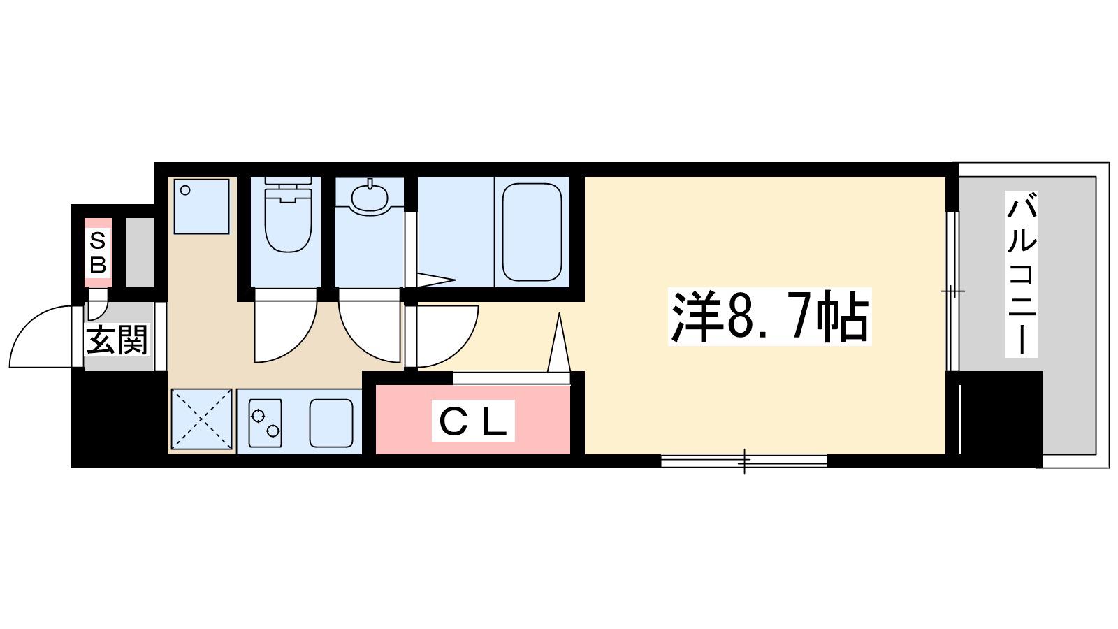 ラグゼ淡路(1K/8階)の間取り写真