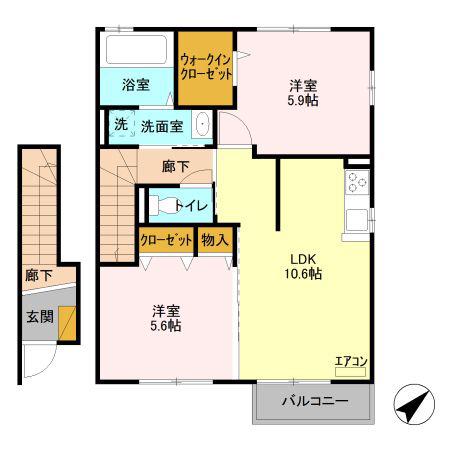 レマックコーポ C(2LDK/2階)の間取り写真
