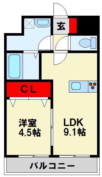 レジェンド直方 壱番館(1LDK/5階)の間取り写真