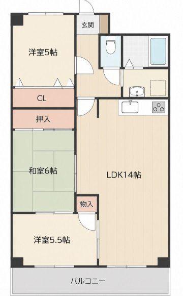 セントラルパーク浅生(3LDK/6階)の間取り写真